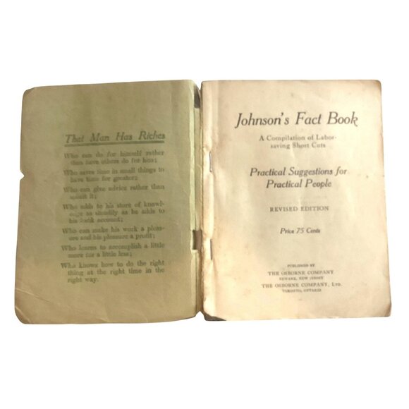 Johnsons Fact Book By T.G. Johnson Revised Edition-Labor Saving Shortcuts 1921 - Picture 2 of 5